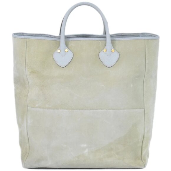GUCCI Suede Tote Handbag Beige Light-Green - Picture 1 of 10